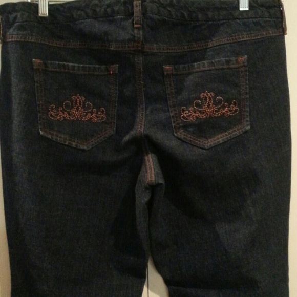 LEI Sophia Hipster Low Rise Women's Jeans Dark Wash Wide Leg Flare Size 22 NWOT - Picture 3 of 4